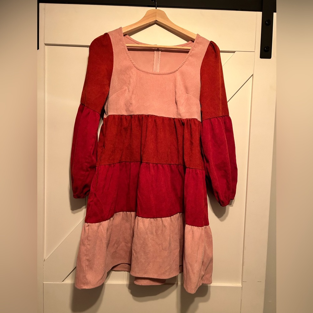 Lightweight corduroy color block dress woman size small